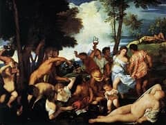 The Bacchanal of the Andrians by Titian